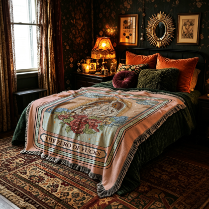 Purplehecate The Zero Of Fucks Tarot Woven Tapestry Blanket