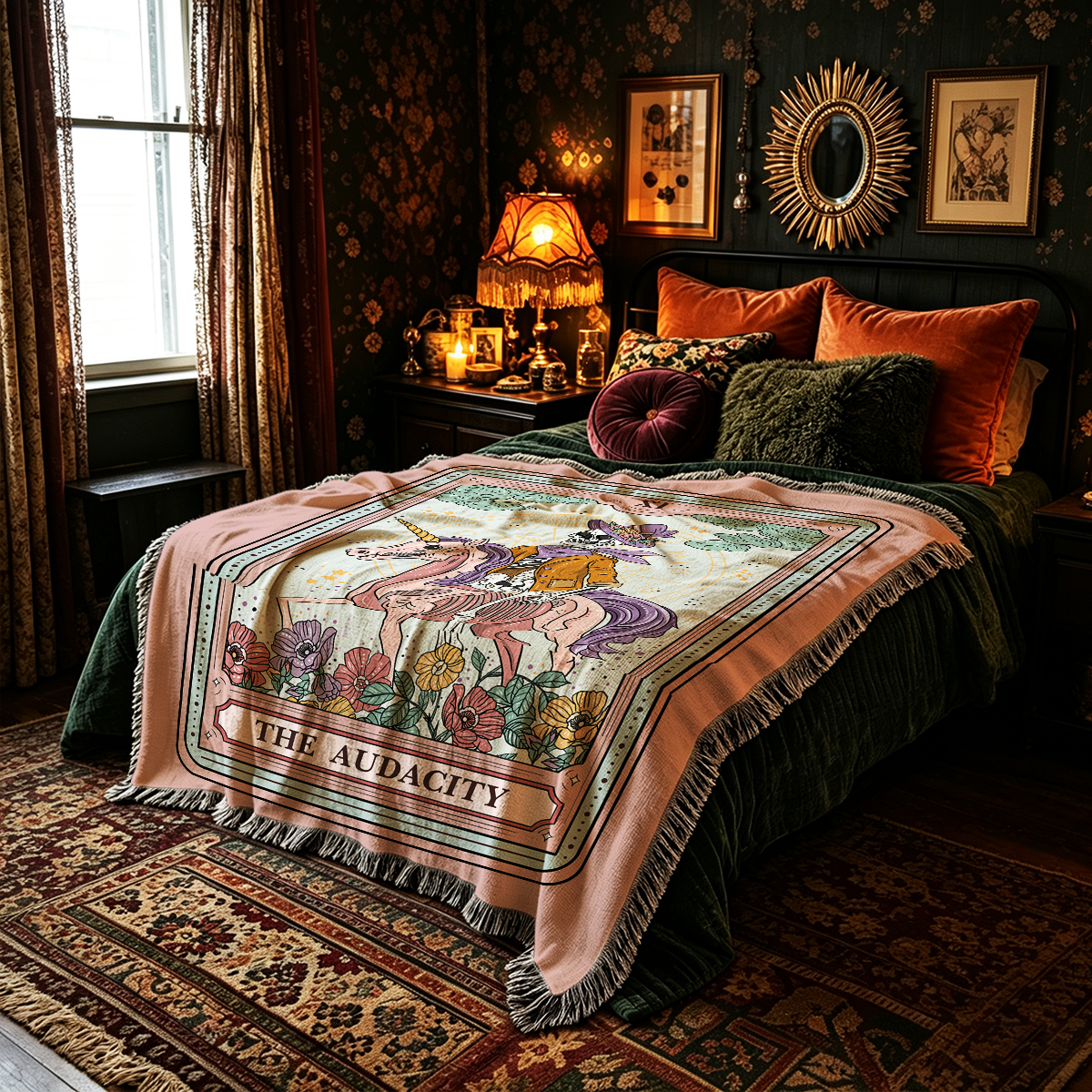 Purplehecate The Audacity Tarot Card Woven Tapestry Blanket
