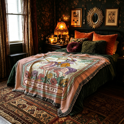 Purplehecate The Audacity Tarot Card Woven Tapestry Blanket