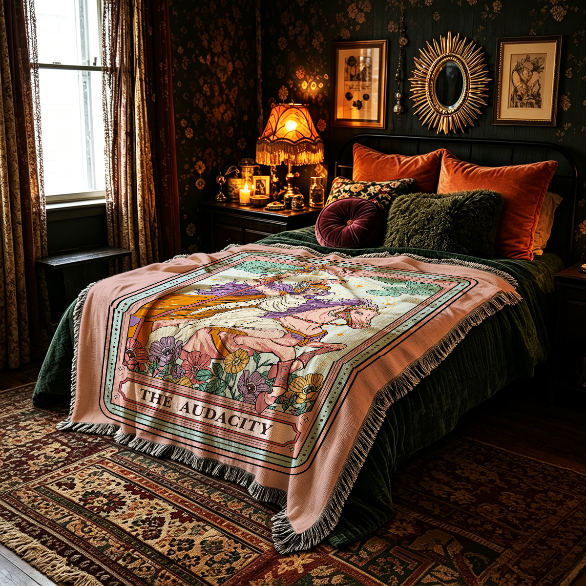 Purplehecate The Audacity Tarot Card  Woven Tapestry Blanket