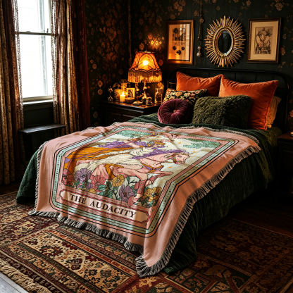 Purplehecate The Audacity Tarot Card  Woven Tapestry Blanket