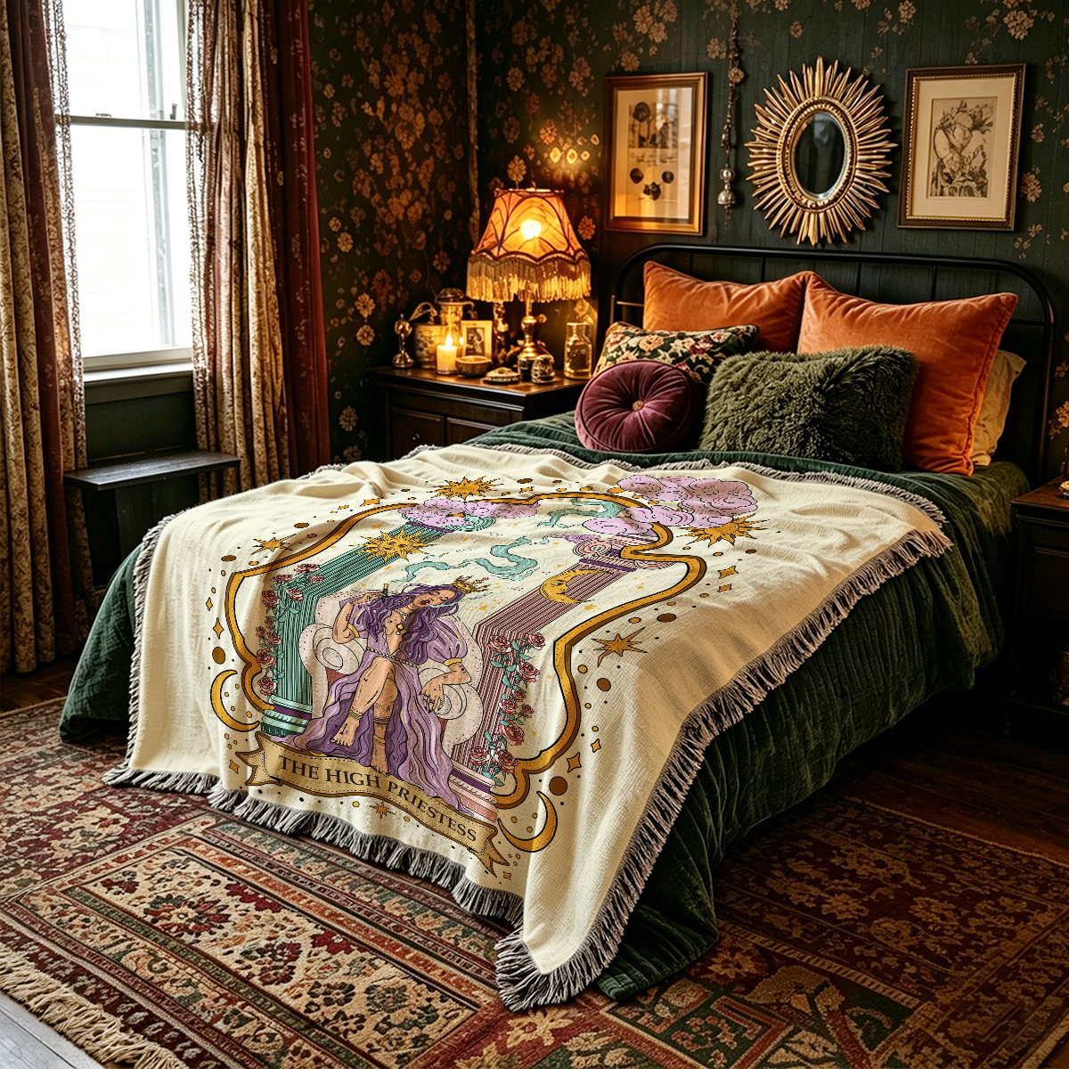 Purplehecate The High Priestess Goddess Woven Tapestry Blanket