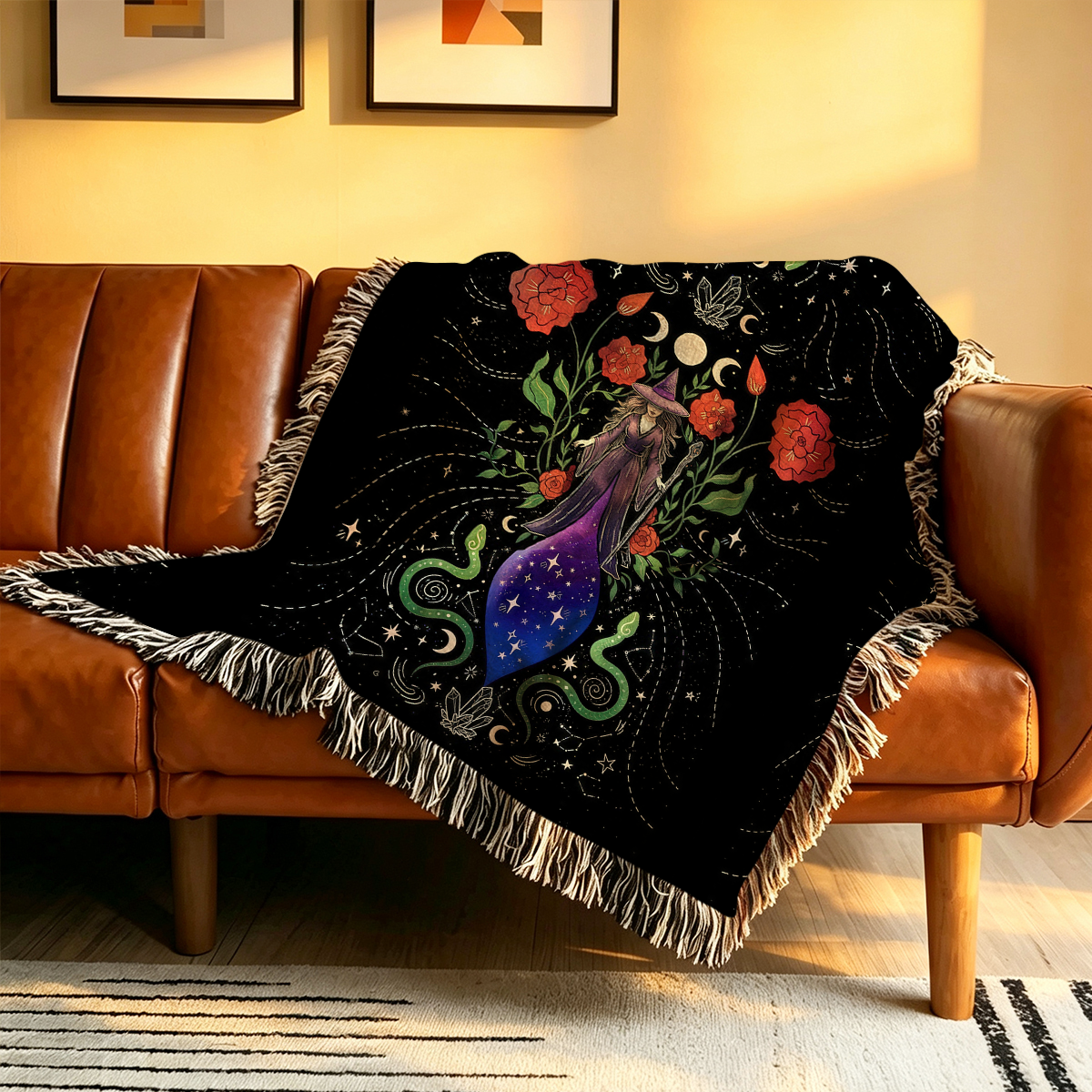 Purplehecate Moon Witch Garden Woven Tapestry Blanket