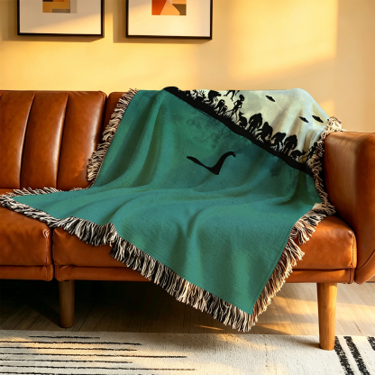 Purplehecate Alien Lake Monster Encounter Woven Tapestry Blanket