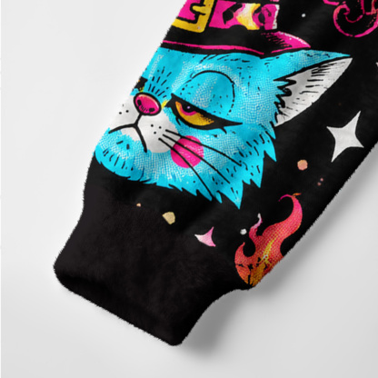 Purplehecate Wacky Magic Cats Ugly Cardigan Sweaters