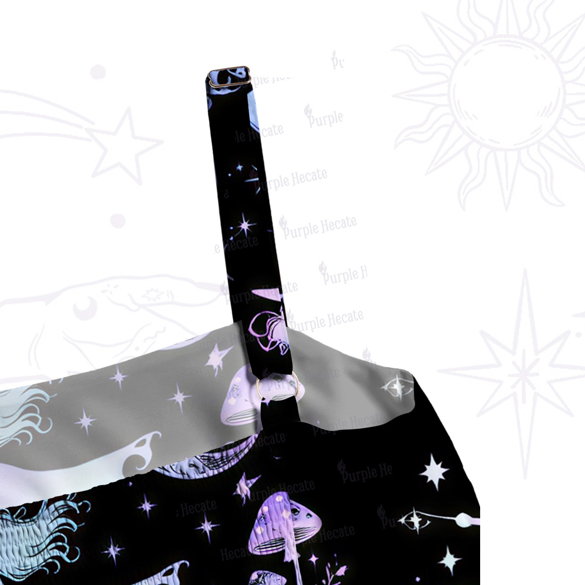 Purplehecate Moonlight Witch Silhouette Wide Straps Maxi Dress