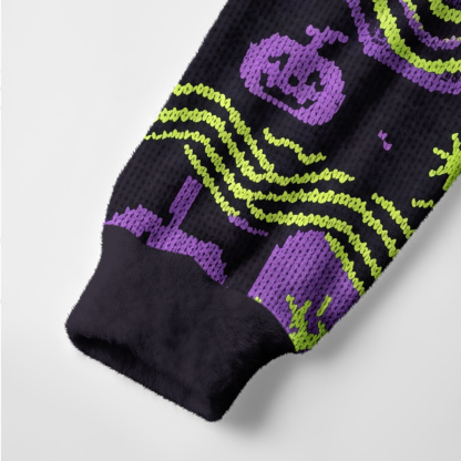 Purplehecate Halloween Haunted House Spooky Ghost Ugly Cardigan Sweaters