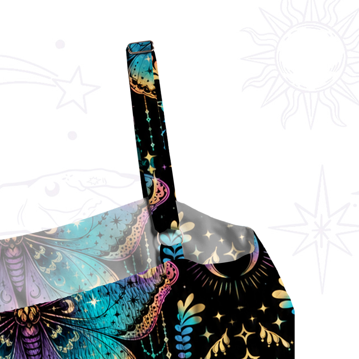 Purplehecate Enchanted Night Moth Wide Straps Maxi Dress
