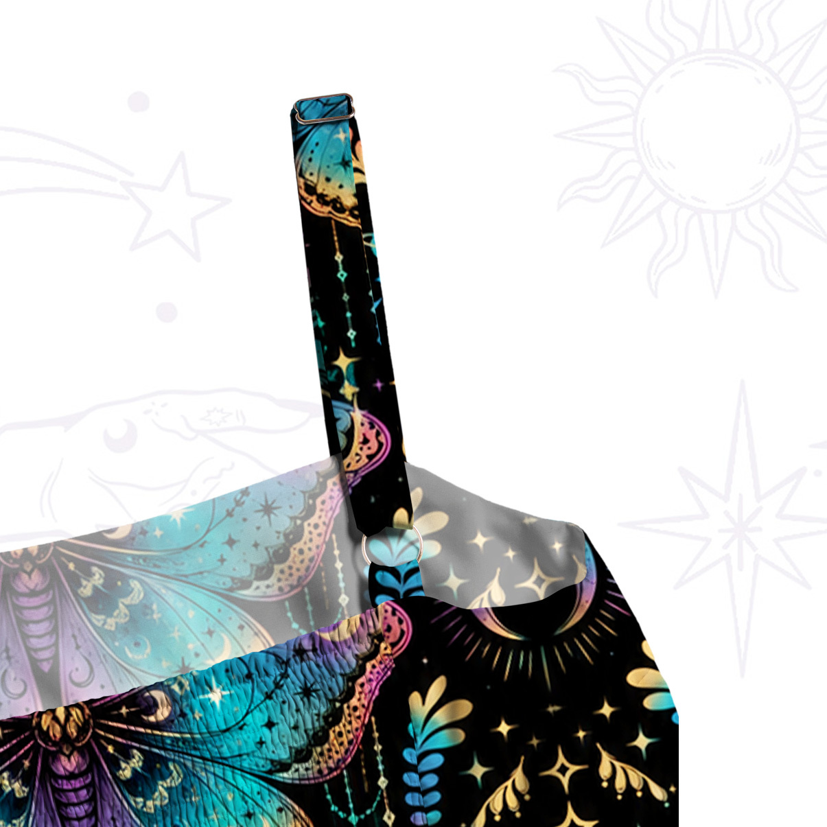 Purplehecate Enchanted Night Moth Wide Straps Maxi Dress