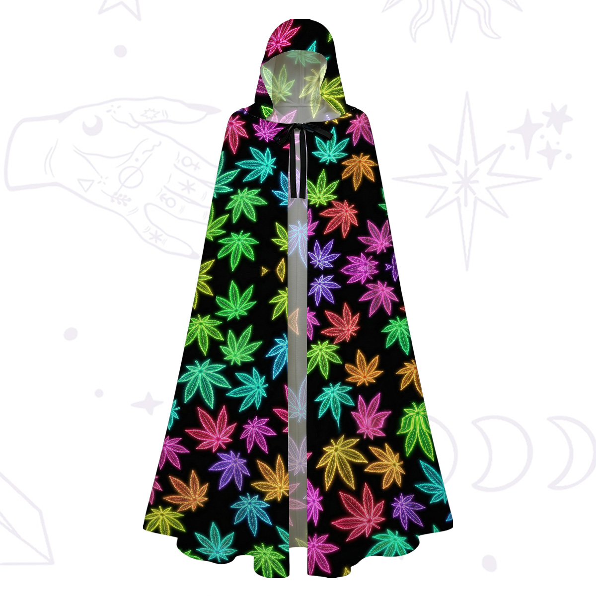 Purplehecate Trippy Weed Hooded Cloak