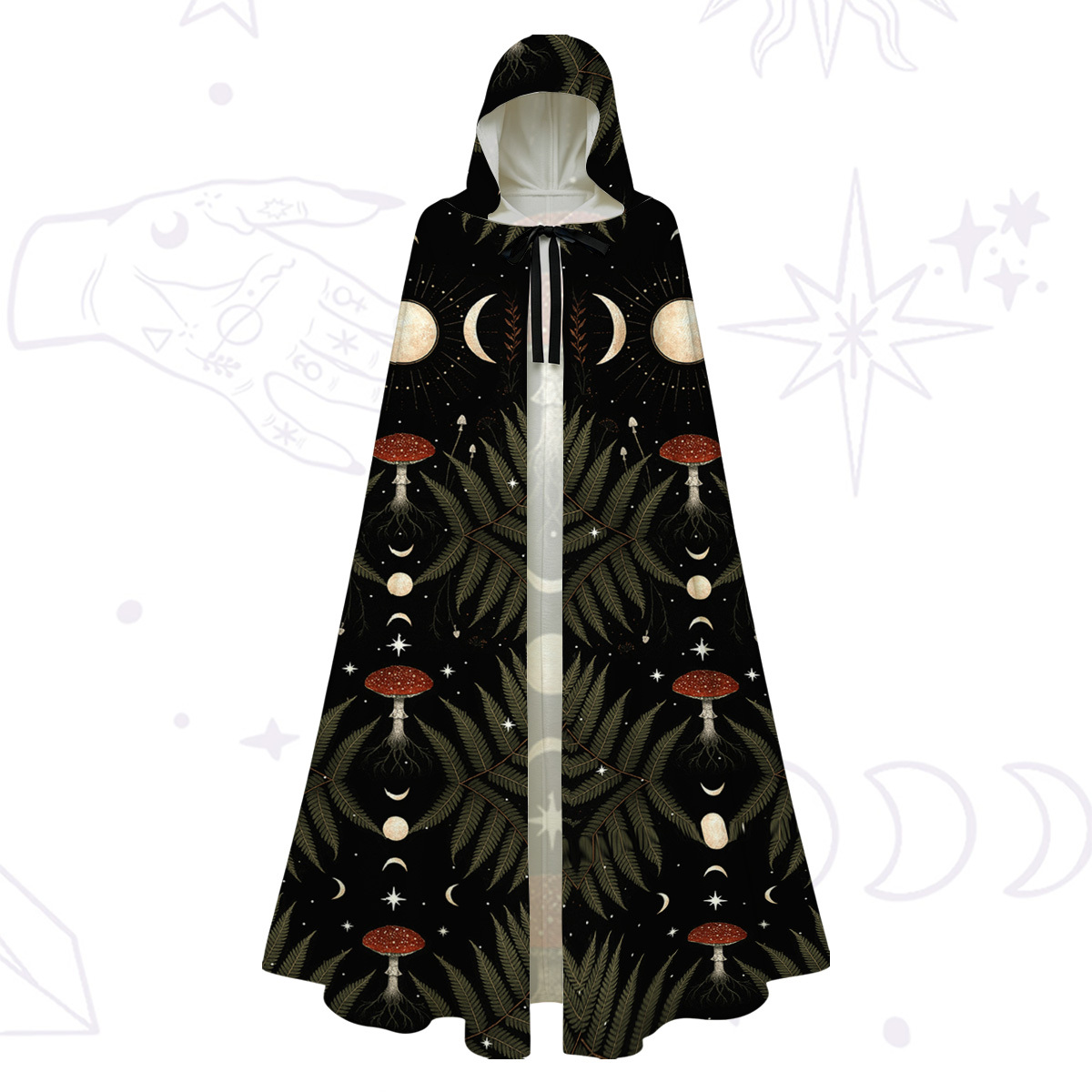 Purplehecate Moonlit Mushroom Gown Hooded Cloak