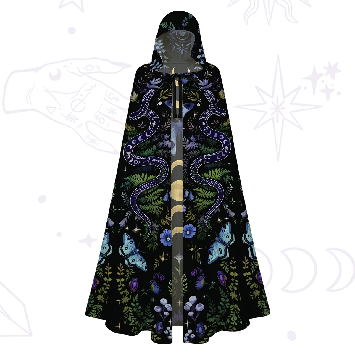Purplehecate Moon Moth Witchery Hooded Cloak