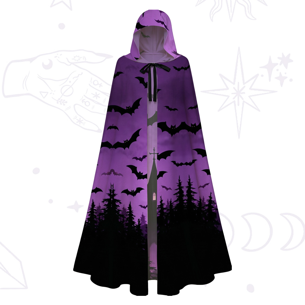 Purplehecate Spooky Night Bat Kingdom Hooded Cloak