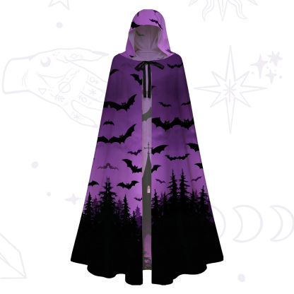 Purplehecate Spooky Night Bat Kingdom Hooded Cloak