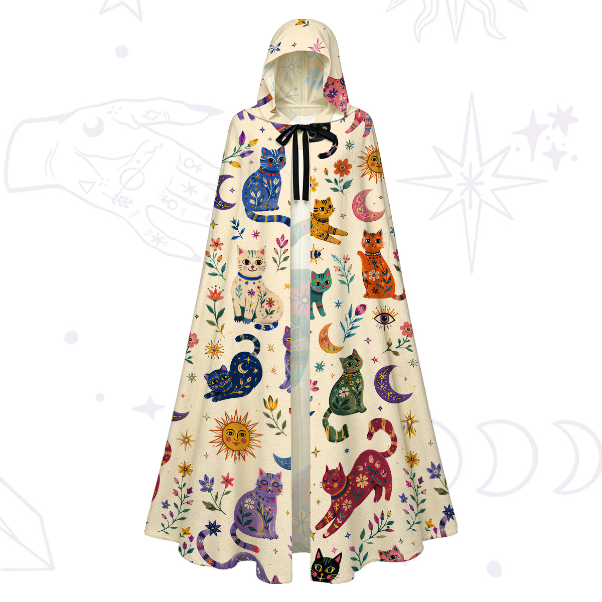 Purplehecate Rainbow Magic Cats Hooded Cloak