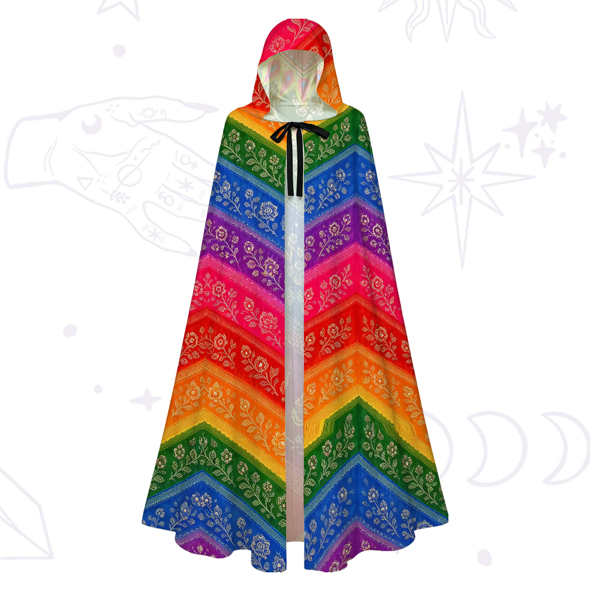 Purplehecate Rainbow Striped Sacred Heart Hooded Cloak