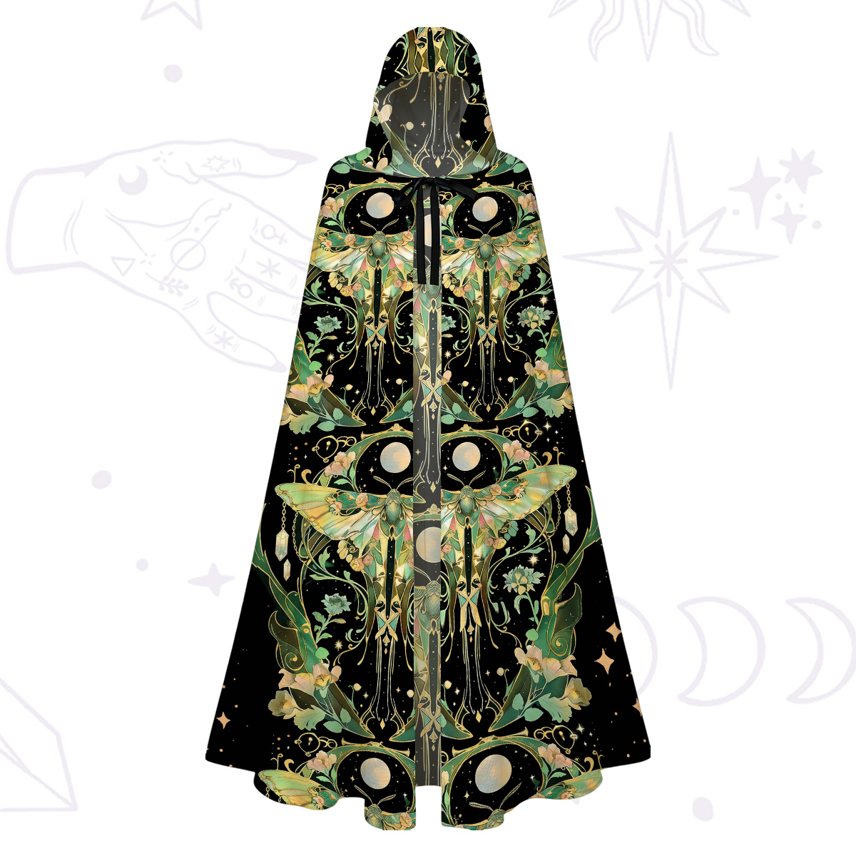 Purplehecate Moon Moth Rave Hooded Cloak