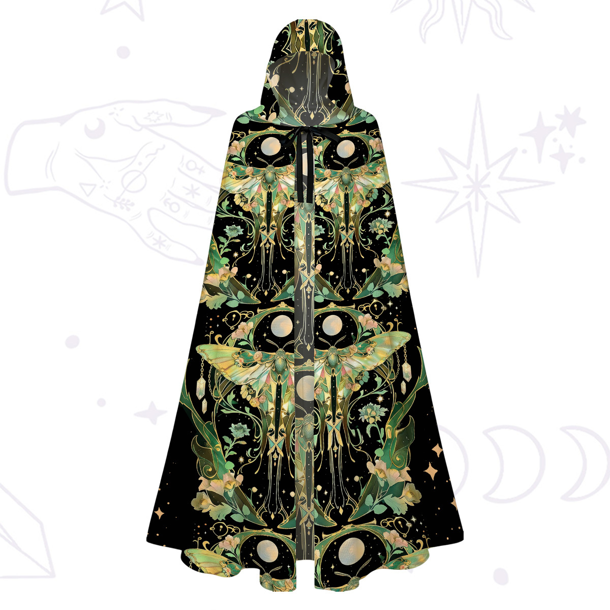 Purplehecate Moon Moth Rave Hooded Cloak