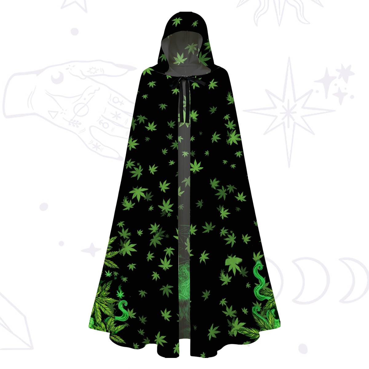 Purplehecate Trippy Glow Cat 420 Vibes Hooded Cloak