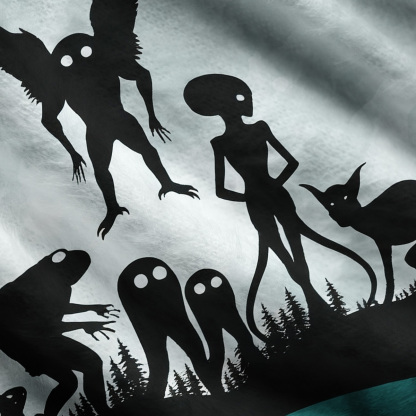 Purplehecate Alien Lake Monster Encounter One Shoulder Sweaters
