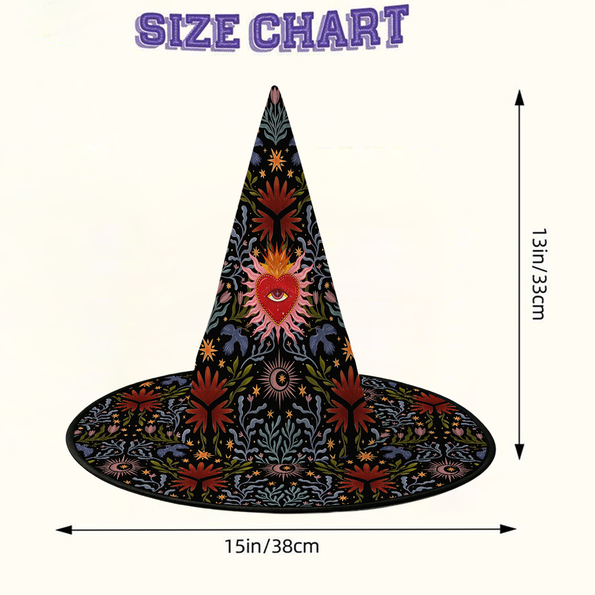 Purplehecate Sacred Flame Heart Witch Hat
