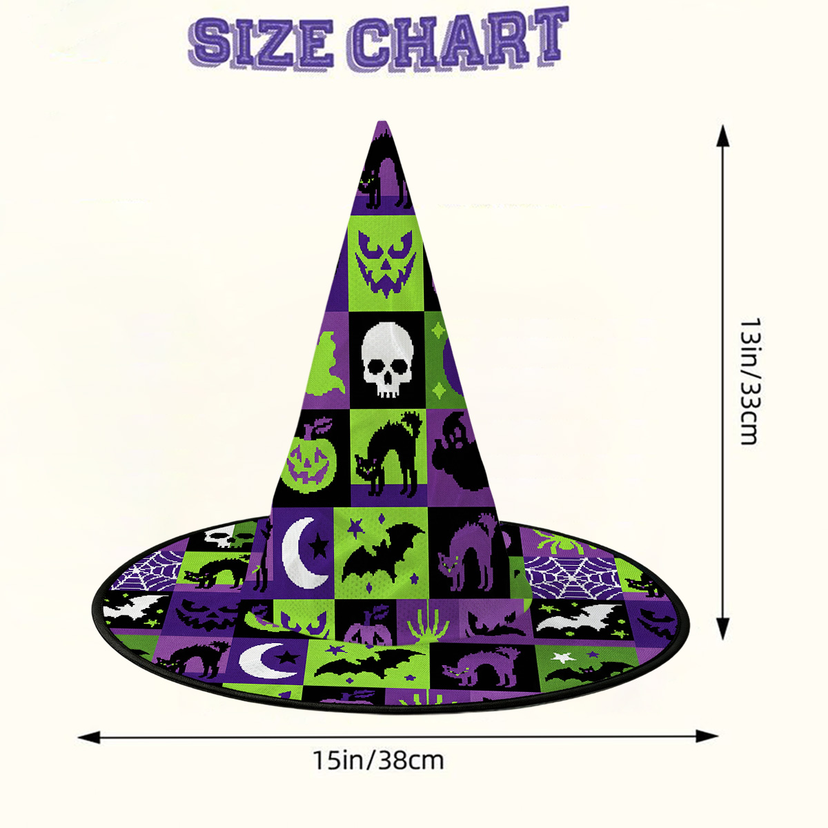 Purplehecate Spooky Patchwork Halloween Witch Hat