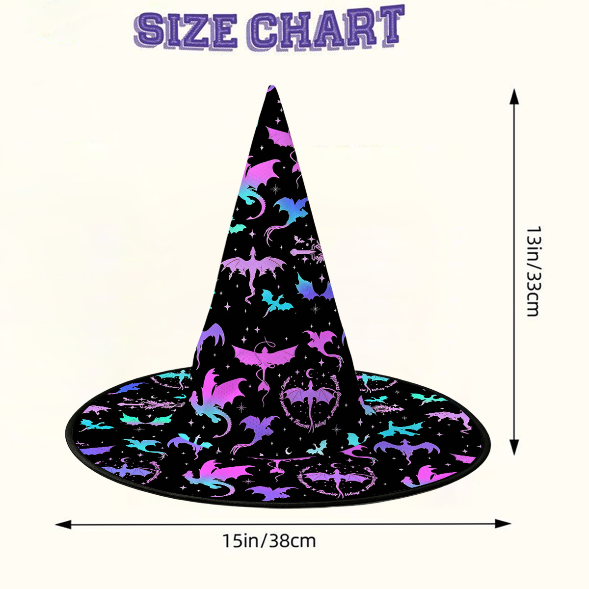 Purplehecate Neon Fantasy Dragon Allover Witch Hat