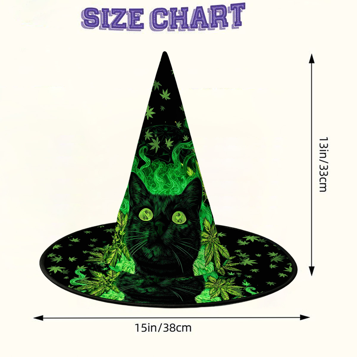Purplehecate Trippy Glow Cat 420 Vibes Witch Hat