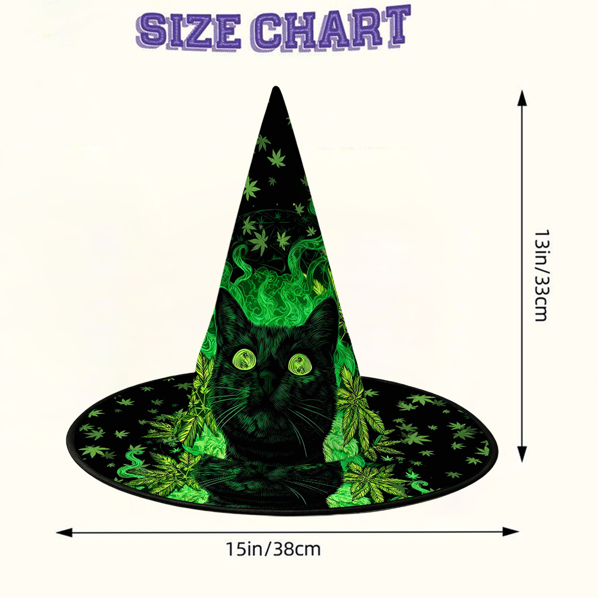 Purplehecate Trippy Glow Cat 420 Vibes Witch Hat