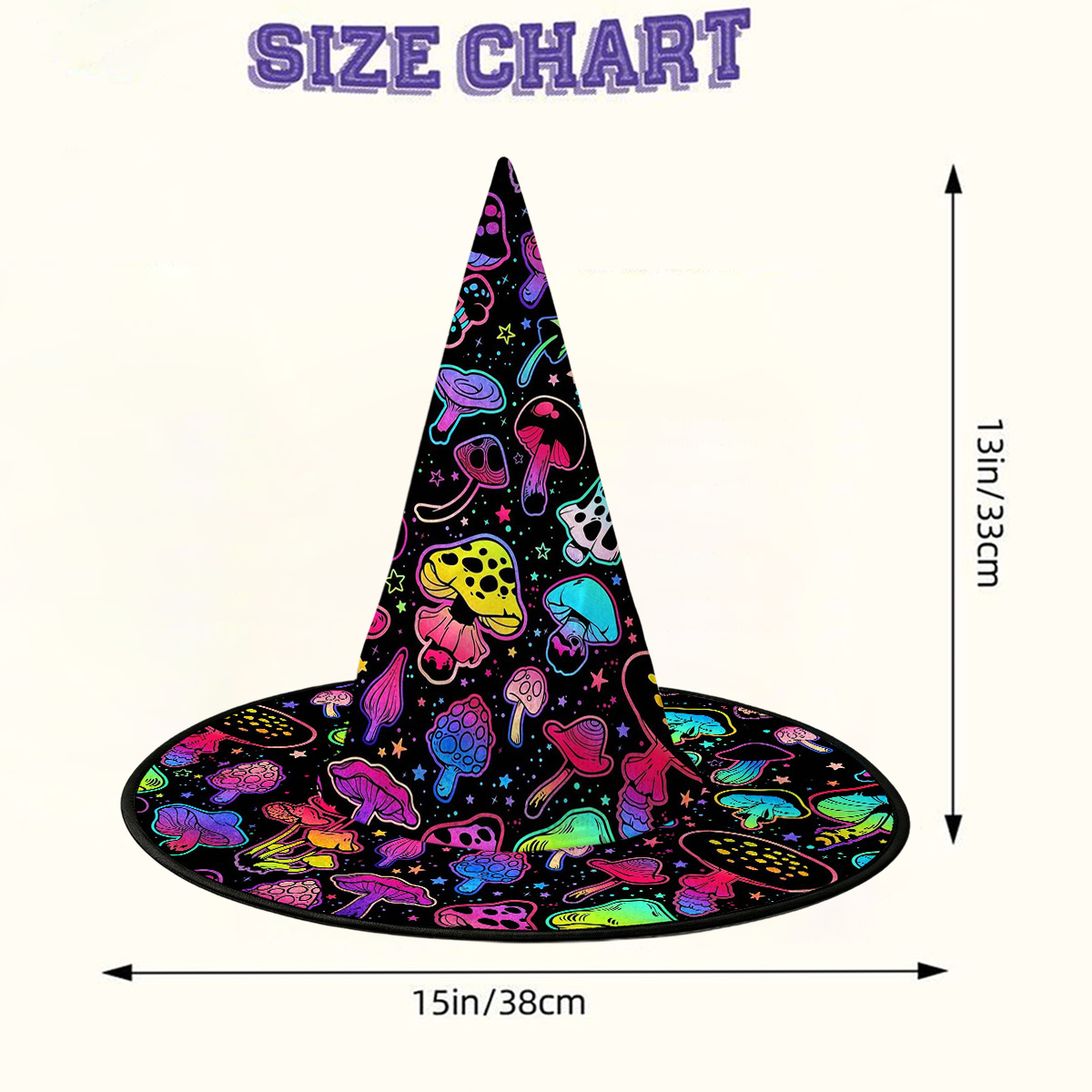 Purplehecate Psychedelic Mushroom Rave Witch Hat