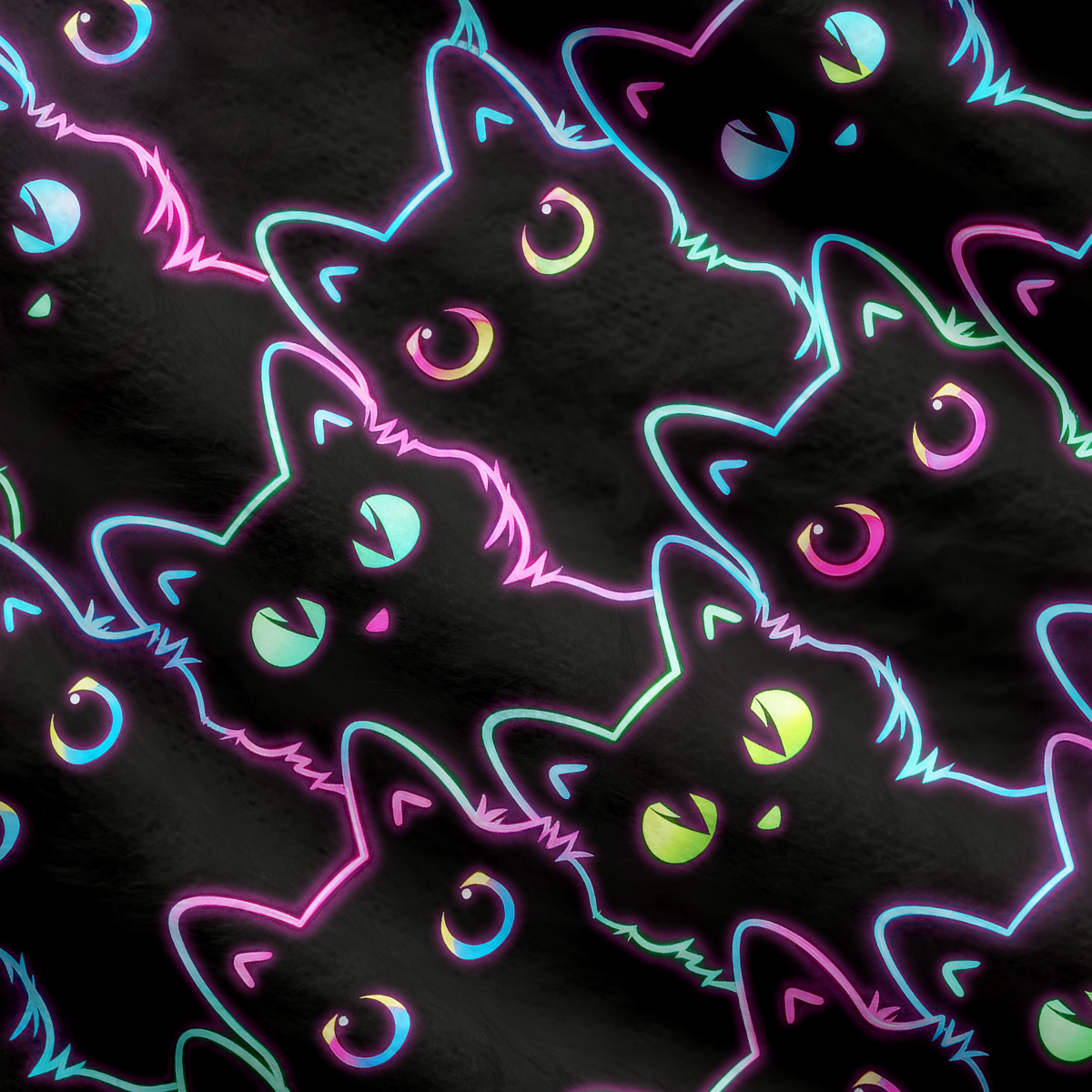 Purplehecate Neon Glow Stacked Cats Cardigan Sweaters