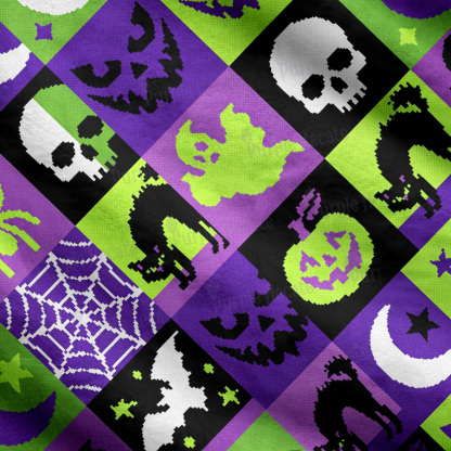 Purplehecate Spooky Patchwork Halloween Cardigan Sweaters