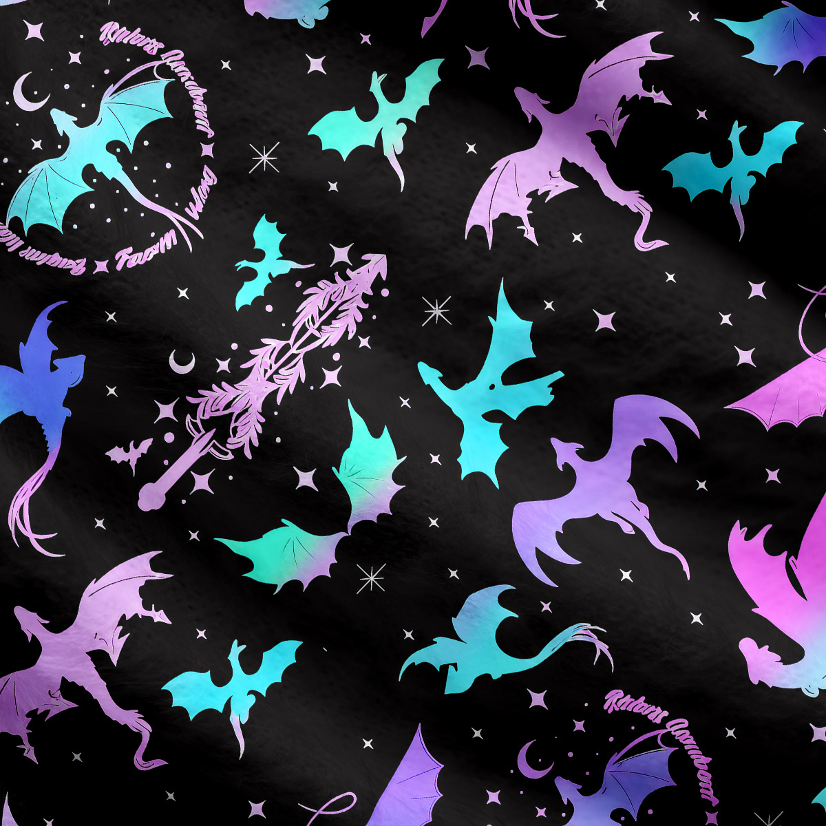 Purplehecate Neon Fantasy Dragon Allover Cardigan Sweaters