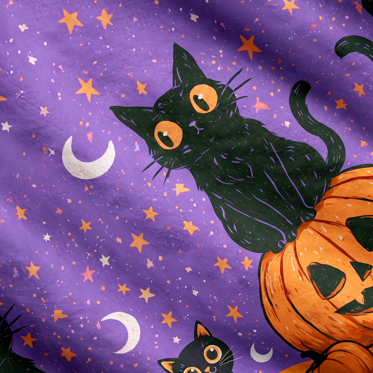 Purplehecate Halloween Black Cat Pumpkin Cardigan Sweaters
