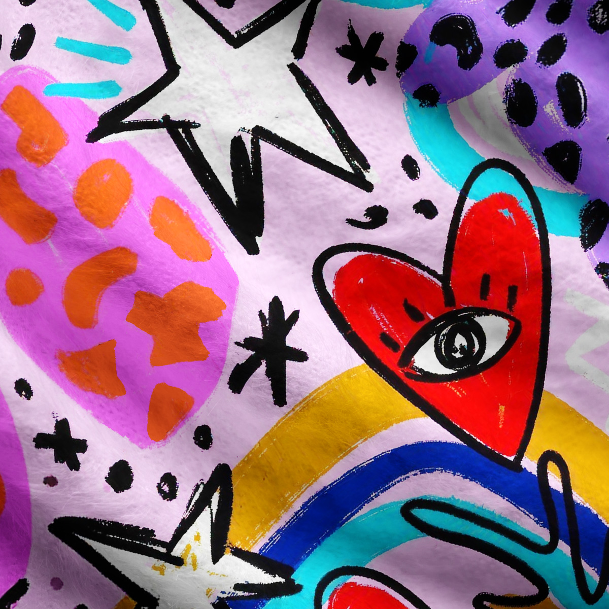 Purplehecate Cosmic Love Eyes Graffiti One Shoulder Sweaters