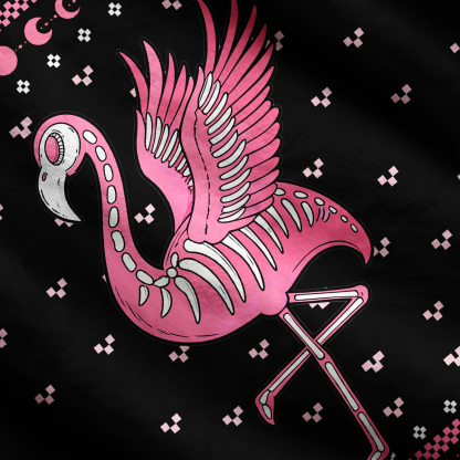 Purplehecate Witchy Pink Flamingo Skull One Shoulder Sweaters
