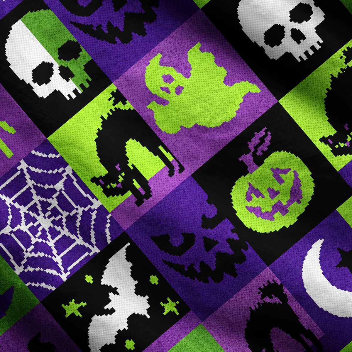 Purplehecate Spooky Patchwork Hallowee One Shoulder Sweaters