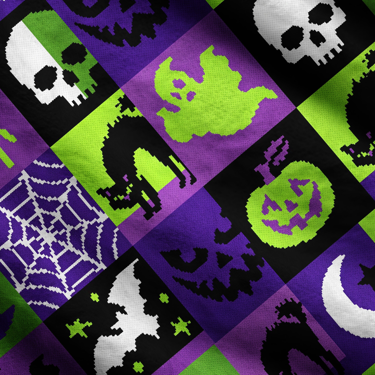 Purplehecate Spooky Patchwork Hallowee One Shoulder Sweaters