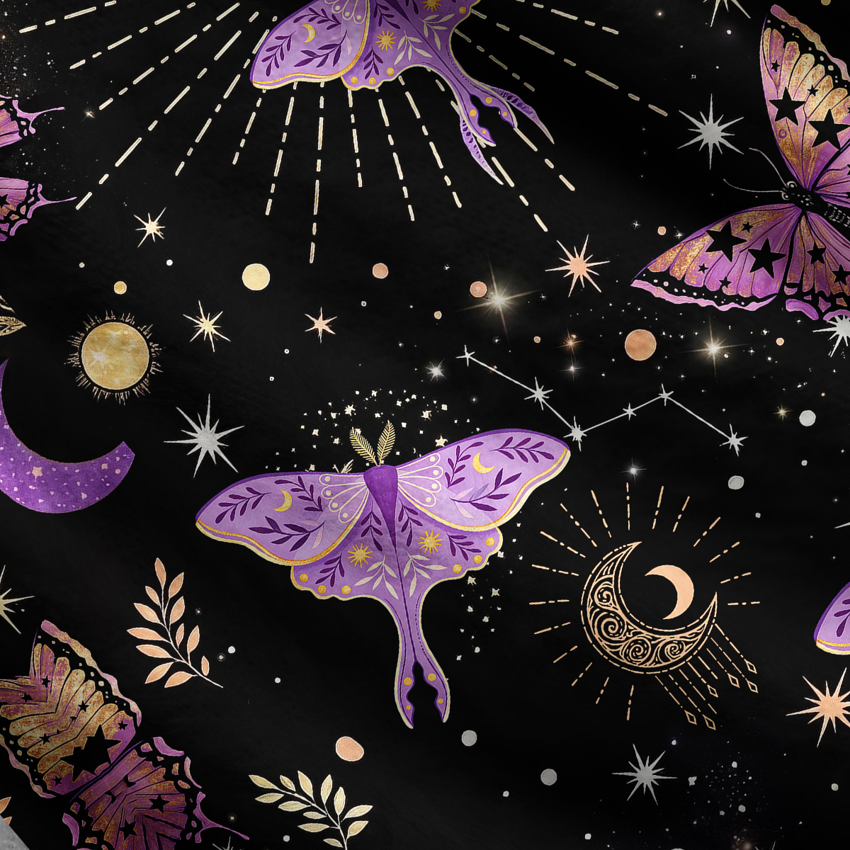 Purplehecate Starry Night Lunar Moth One Shoulder Sweaters