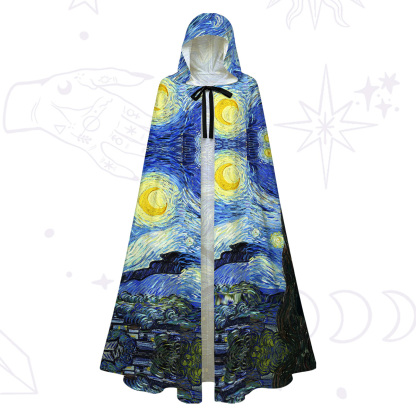 Purplehecate Witch Cat Under the Starry Night Hooded Cloak
