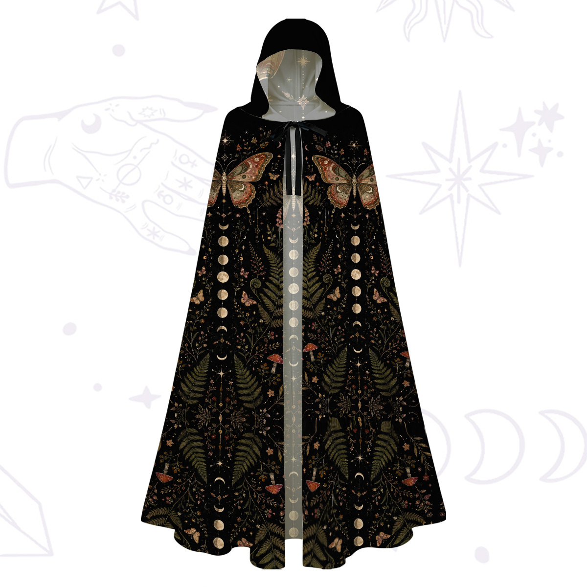 Purplehecate Moon Moth in the Enchanted Forest Hooded Cloak