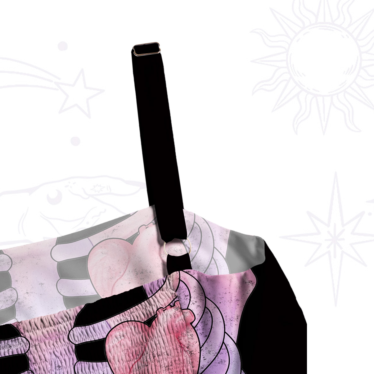 Purplehecate Spooky Skeleton Wide Straps Maxi Dress