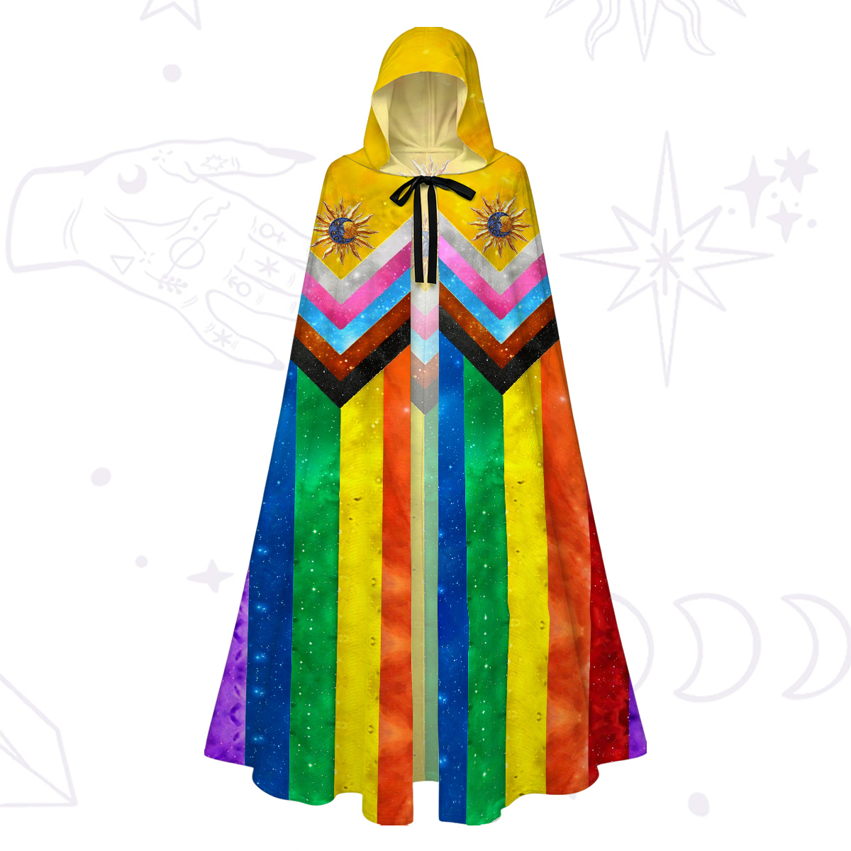 Purplehecate Progress Pride Sunburs Hooded Cloak