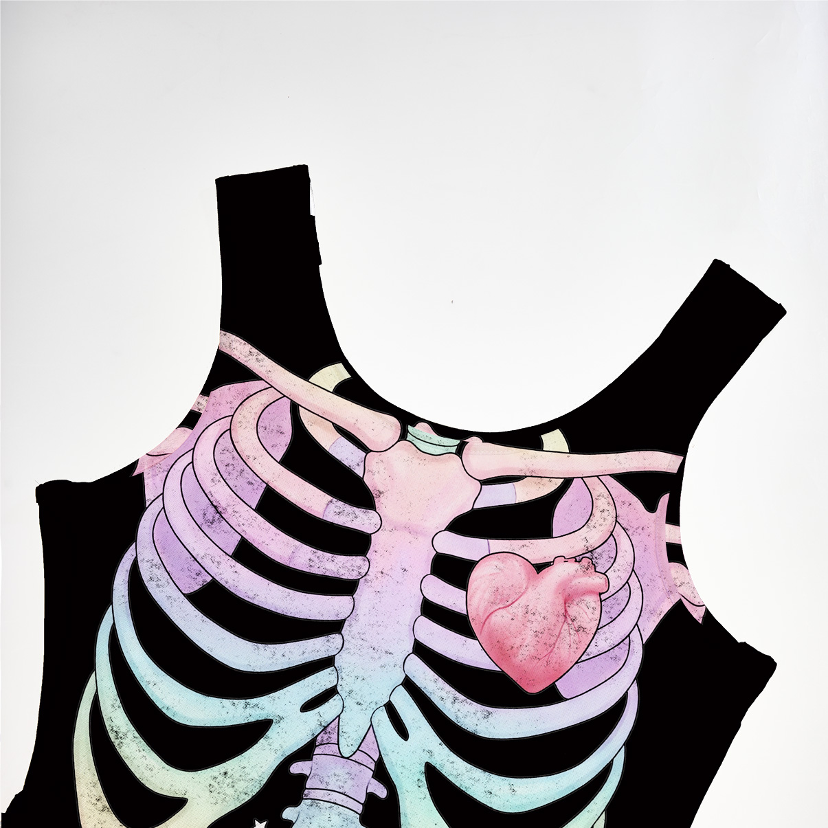 Purplehecate Spooky Skeleton Mesh Maxi Tank Beach Dress