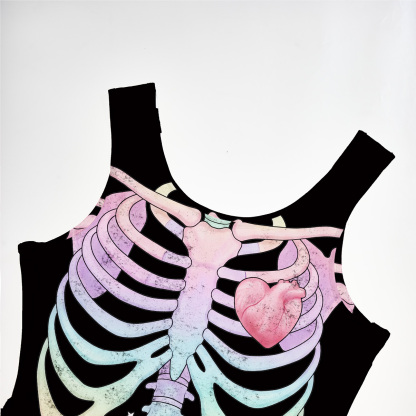 Purplehecate Spooky Skeleton Mesh Maxi Tank Beach Dress