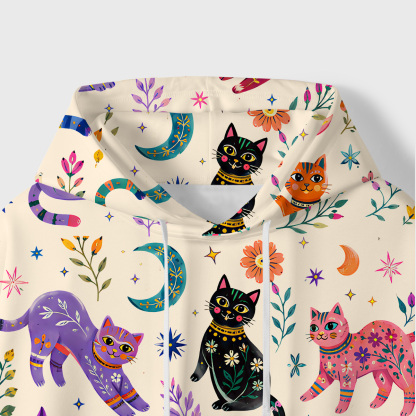 Purplehecate Rainbow Magic Cats All-Over Print Hoodie