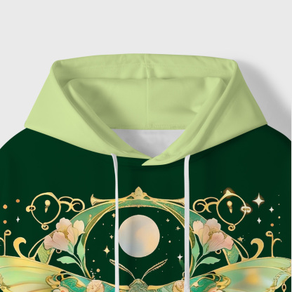 Purplehecate Moon Moth Rave All-Over Print Hoodie