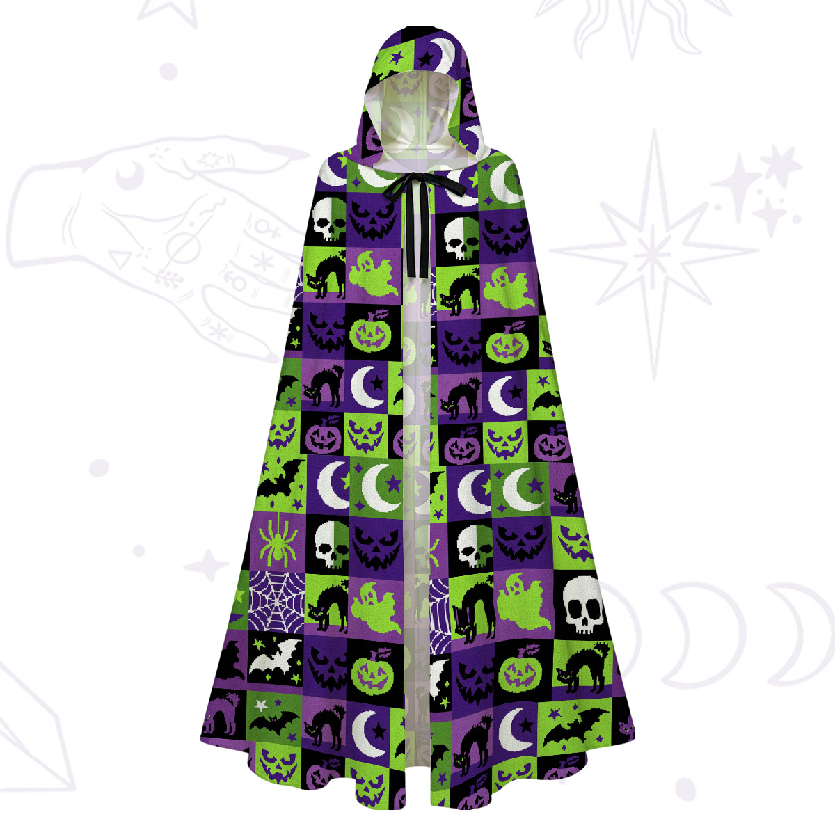 Purplehecate Spooky Patchwork Halloween Hooded Cloak