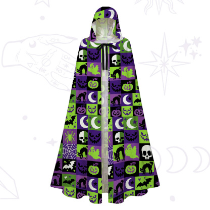 Purplehecate Spooky Patchwork Halloween Hooded Cloak