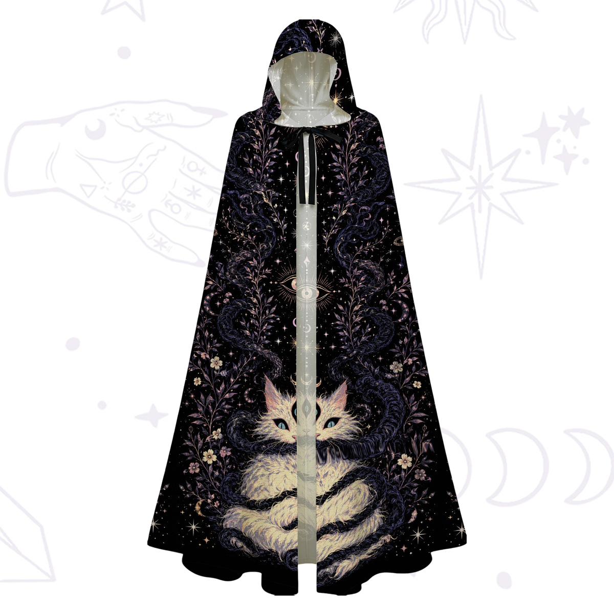 Purplehecate Moon Phase Oracle Cat Hooded Cloak
